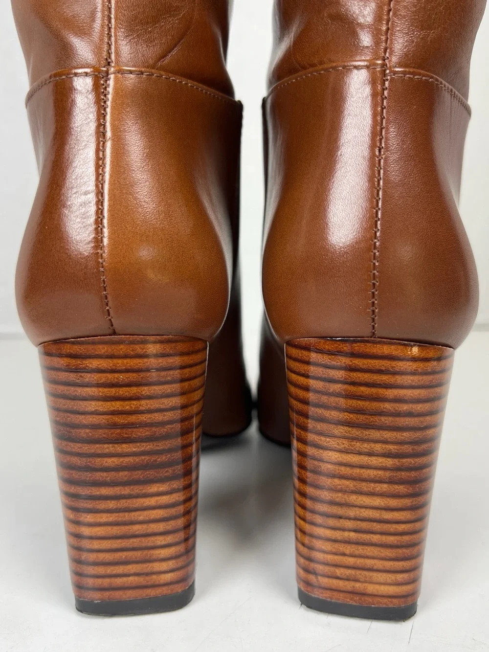 TORY BURCH Women’s Size 5M Carmelite Brown Leather Devon Block Heel Tall Boot
